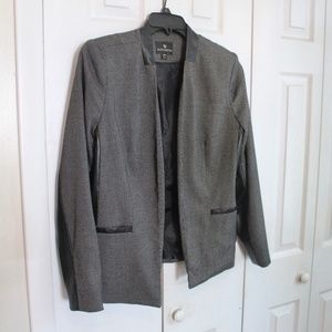 Open blazer with leather accents